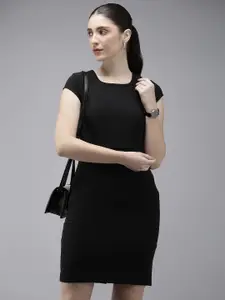 Van Heusen Woman Solid Cap Sleeves Sheath Dress
