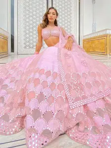 ODETTE  Embroidered Thread Work Semi-Stitched Lehenga & Unstitched Blouse With Dupatta