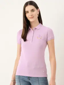 Monte Carlo Pure Cotton Embroidered Detail Polo Collar T-shirt