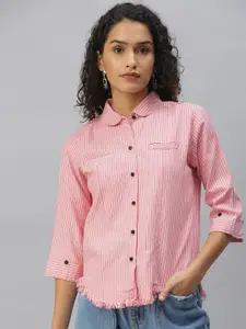 SHOWOFF Comfort Vertical Striped Cotton Casual Shirt