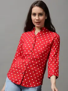 SHOWOFF Polka Dots Printed Cotton Casual Shirt