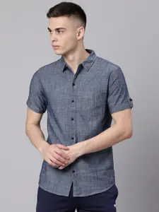 High Star Slim Fit Opaque Textured Casual Shirt