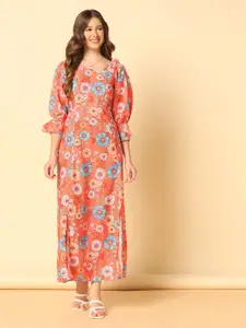 FASHION DREAM Floral Printed Crepe Maxi Dress