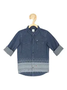 Peter England Boys Ethnic Printed Spread Collar Pure Cotton Casual Shirt