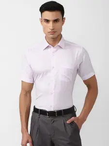 Van Heusen Durapress Textured Checked Spread Collar Pure Cotton Slim Fit Wrinkle Resistant & Easy Care Formal Shirt