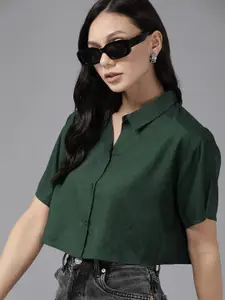 Roadster Solid Opaque Cropped Casual Shirt