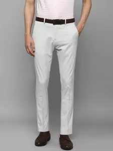 Louis Philippe Men Checked Slim Fit Mid-Rise Formal Trousers