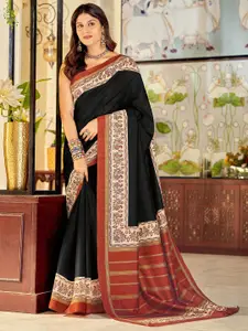 Anouk Rustic Ethnic Motifs Printed Border Art Silk Tussar Saree
