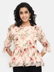 V-Mart Floral Print Cotton Chinched Waist Cotton Top
