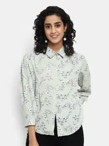 V-Mart Floral Printed Cuffed Sleeves Shirt Style Top