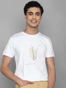 Louis Philippe Sport Typography Printed Round Neck Pure Cotton Slim Fit T-shirt