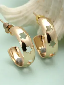 Bohey by KARATCART Gold-Plated Star Design Half Hoop Earrings