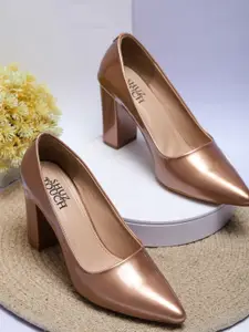 SHUZ TOUCH Pointed Toe Block Heel Pumps