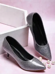 SHUZ TOUCH Embellished Pointed Toe Kitten Pumps
