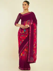 Soch Abstract Printed Pure Georgette Saree