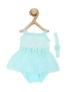 Allen Solly Junior Infants Girls Embellished Shoulder Straps Sequined Dress