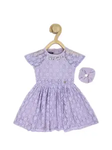 Allen Solly Junior Infants Girls Self Design Schiffli Fit & Flare Dress