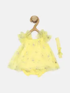 Allen Solly Junior Infants Girls Graphic Printed Shoulder Straps A-Line Dress