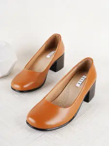 ELLE Khaki Embellished Block Pumps