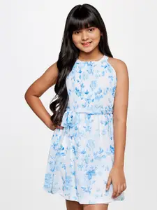 AND Sleeveless Belted Floral Print A-Line Dress