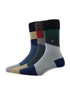 Louis Philippe Men Pack Of 3 Colorblocked Calf Length Socks