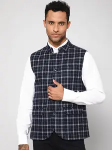 Cantabil Checked Woven Nehru Jacket