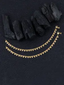 Silver Shine Set Of 2 Gold-Plated Anklets
