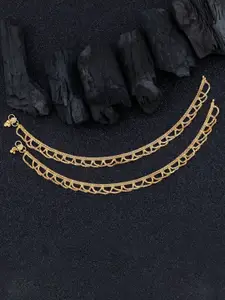 Silver Shine Set Of 2 Gold-Plated Anklets