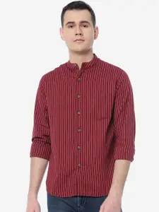 Greenfibre Slim Fit Vertical Stripes Striped Casual Shirt