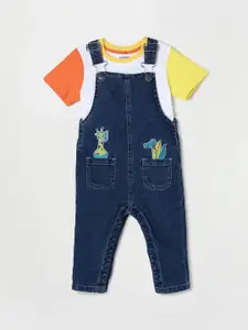 Juniors by Lifestyle Boys Embroidered Cotton Dungaree With T-shirt