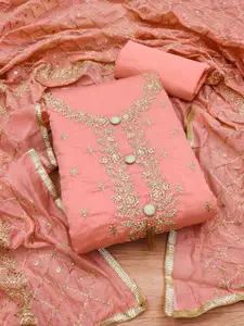 KALINI Embroidered Art Silk Unstitched Dress Material