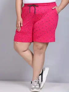 CUPID Women Plus Size Floral Printed Cotton Shorts