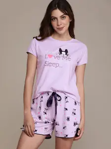 beebelle Typography Printed Pure Cotton Night Suit