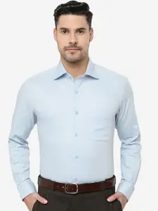 METAL Slim Fit Textured Self Design Cotton Formal Shirt