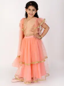 KID1 Girls Embellished Ready to Wear Lehenga & Blouse With Dupatta