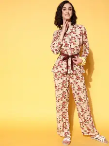 beebelle Floral Printed Pure Cotton Night Suit