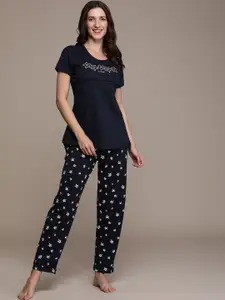 beebelle Typography Printed Pure Cotton Maternity Night Suit