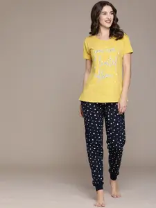 beebelle Typography Printed Pure Cotton Night Suit