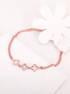 GIVA 925 Sterling Silver Rose Gold-Plated Stone-Studded Twinkle Anklet