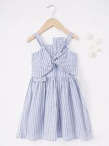 Ed-a-Mamma Girls Striped Cotton Fit & Flare Dress