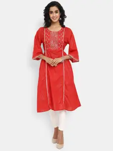 V-Mart Striped Gotta Patti A-Line Kurta