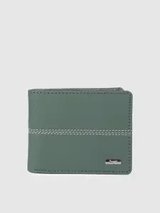 Baggit Men Abstract Textured PU Two Fold Wallet With Thread Work Striped Detail