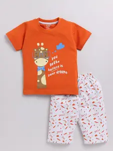 Toonyport Boys Printed Pure Cotton T-shirt With Shorts
