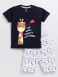 Toonyport Boys Printed Cotton T-shirt with Shorts