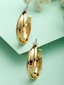Bohey by KARATCART Gold-Plated Contemporary Half Hoop Earrings