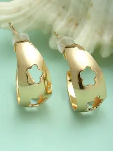 Bohey by KARATCART Gold-Plated Contemporary Half Hoop Earrings