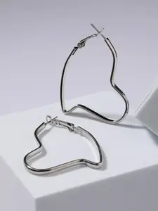 Jazz and Sizzle Silver-Plated Heart Shaped Hoop Earrings