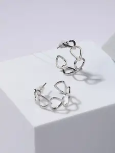 Jazz and Sizzle Silver-Plated Heart Shaped Half Hoop Earrings