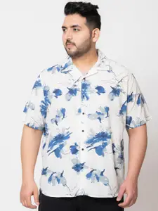 Bene Kleed Plus Plus Size Floral Printed Cotton Linen Casual Shirt