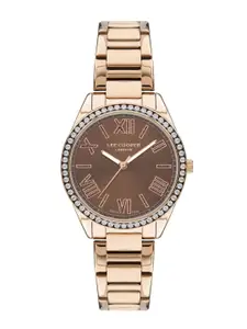 Lee Cooper Women Brass Embellished Stainless Steel Bracelet Style Straps Watch LC07435.460